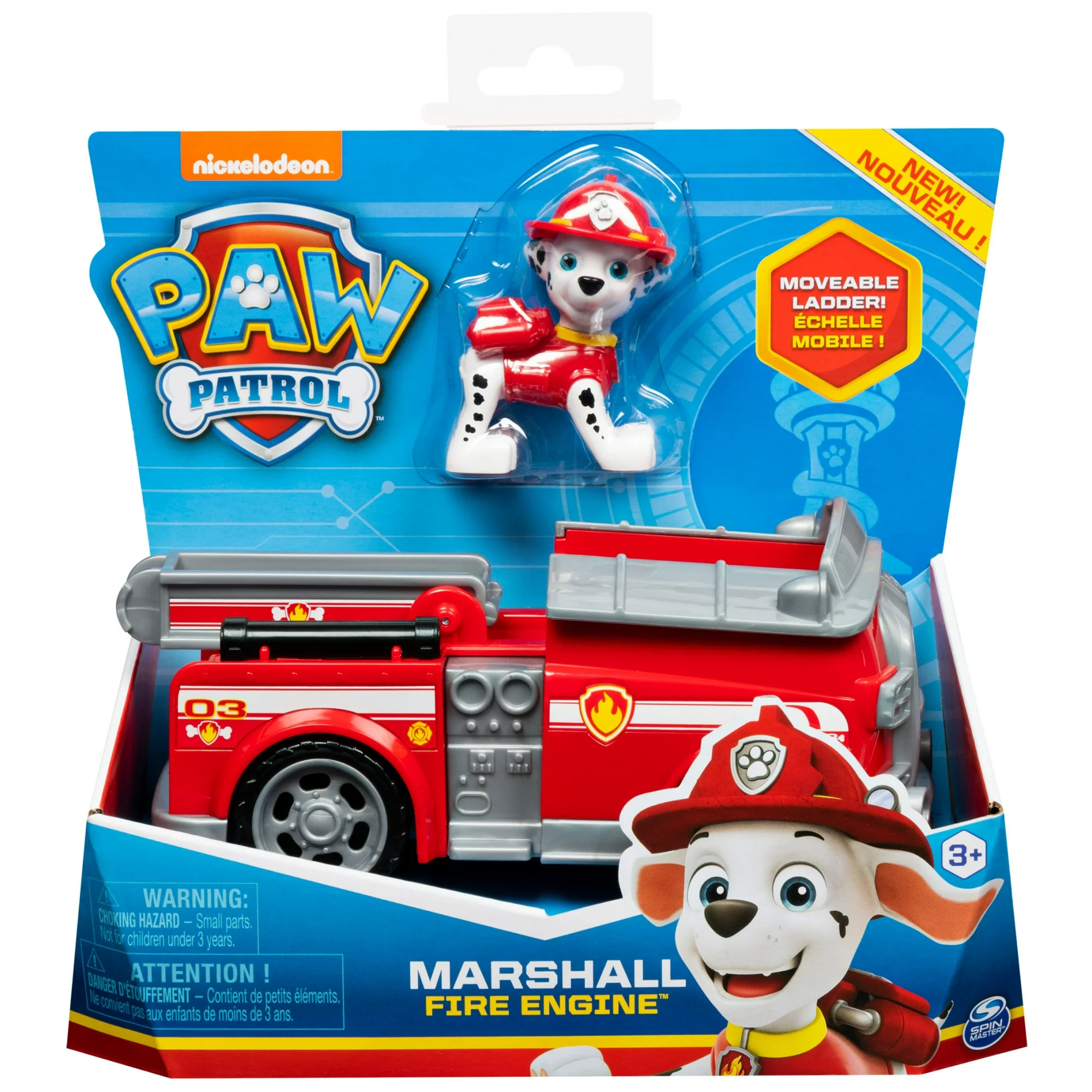 paw patrol, marshall’s fire engine vehicle with collectible figure
