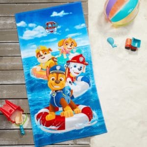 paw patrol kids beach towel cotton blend 28x58" blue nickelodeon