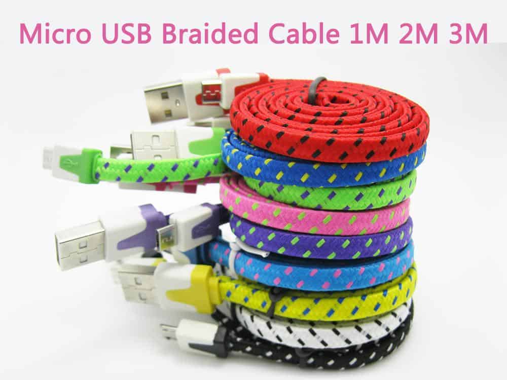 woven style 30 pin to usb data / charging cable 2m (orange)