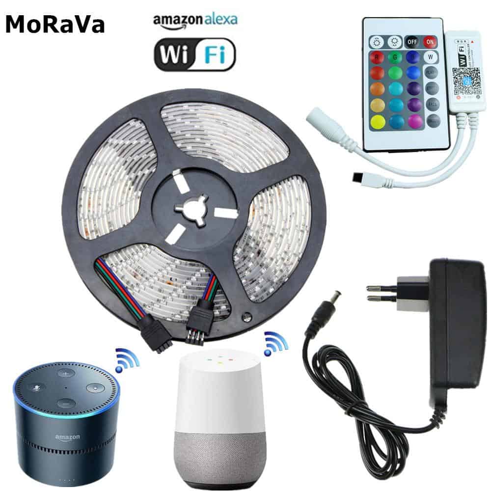 rgb led strip smd 2835 dc 12v 60 leds/m flexible diode tape ribbon lamp wifi controller