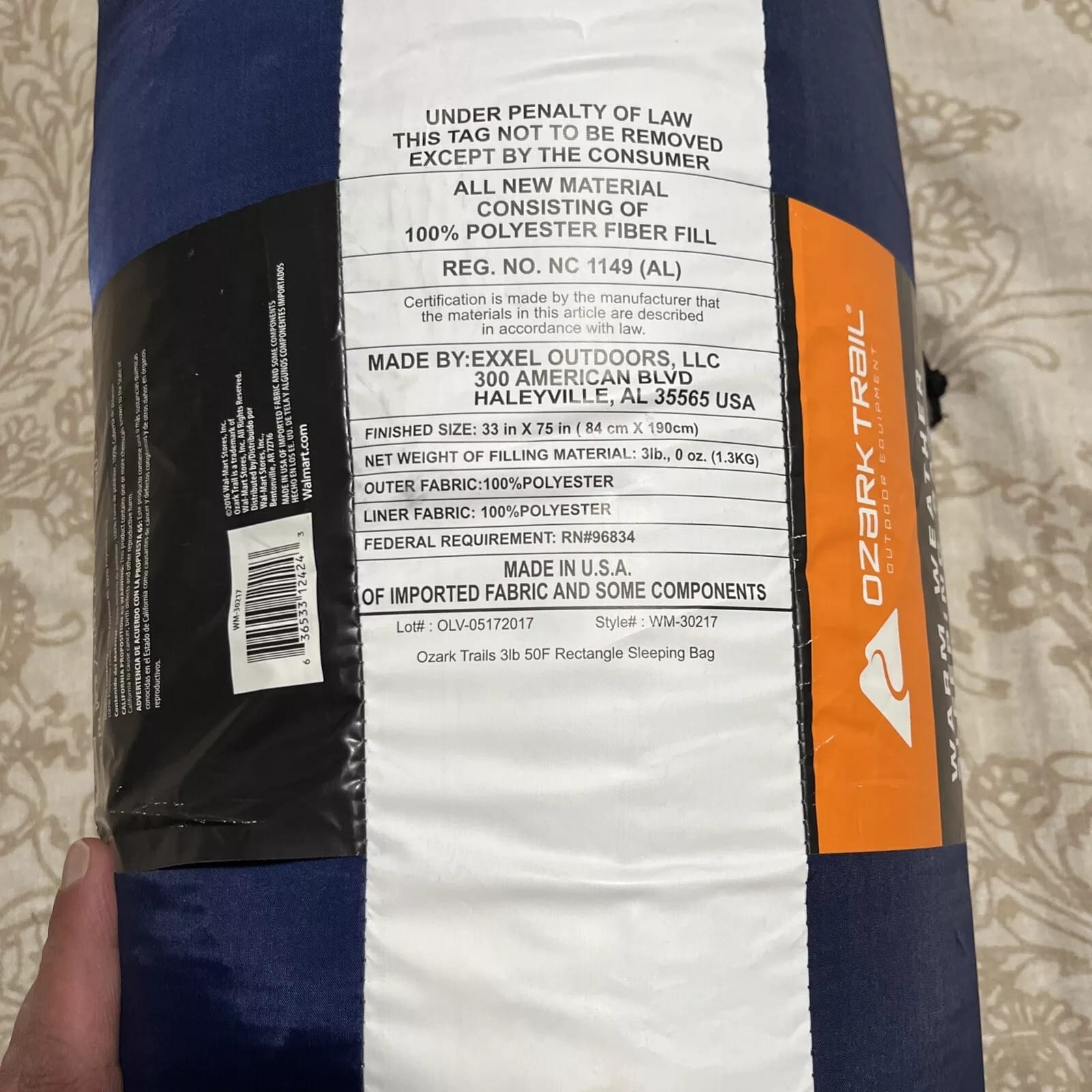 ozark trails warm weather outdoor equipment sleeping bag