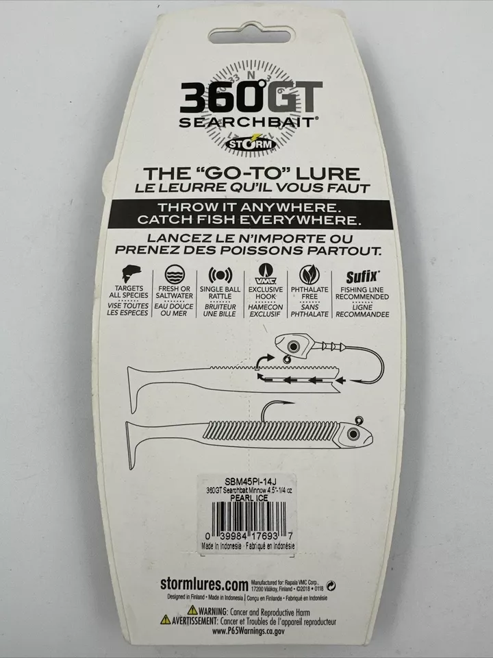 storm 360gt search bait minnow 4.5in pearl ice