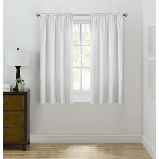 eclipse draft stopper room darkening fleece lined rod pocket, single curtain panel, white, 42" w x 63" l