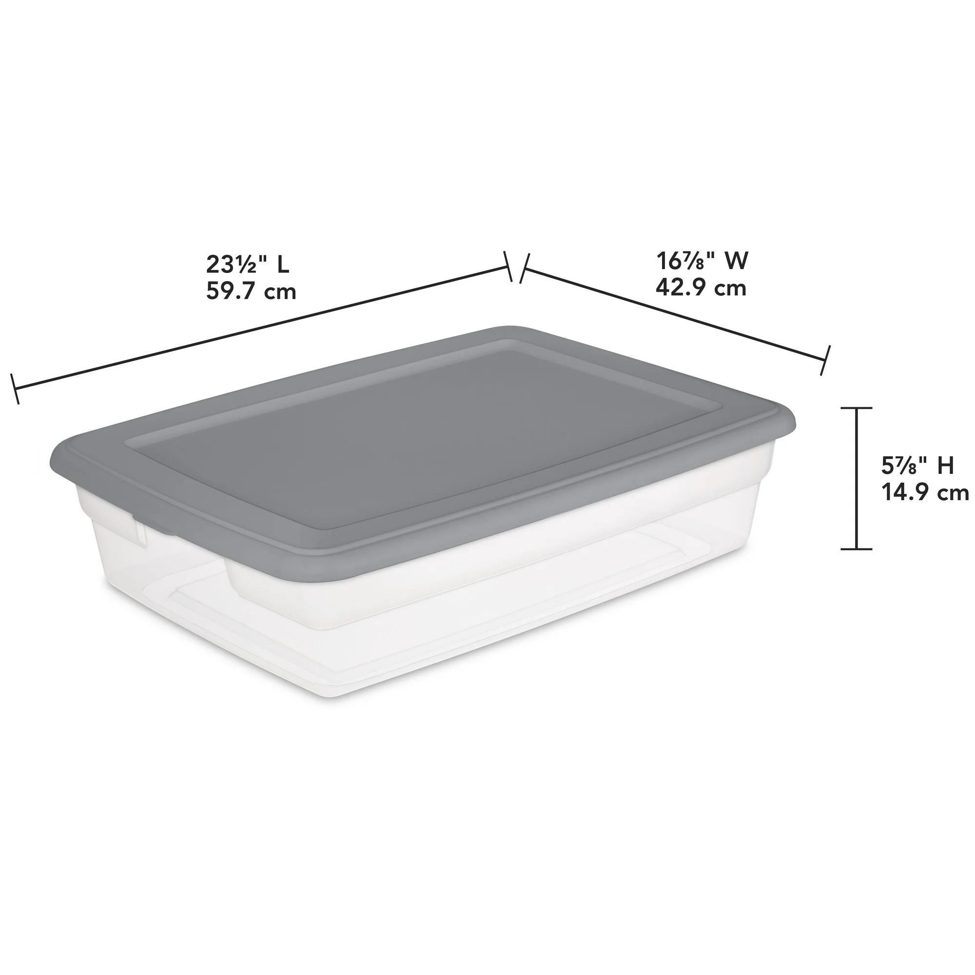 sterilite set of (2) 28 qt. storage boxes plastic, titanium