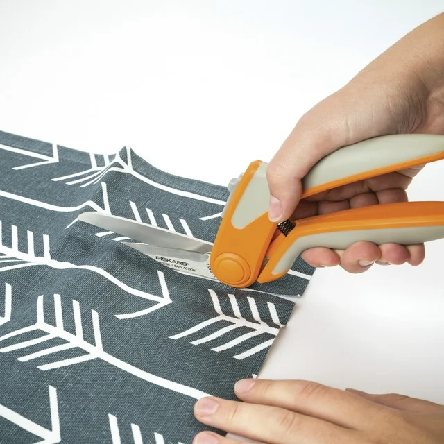 fiskars razoredge easy action fabric shears for tabletop cutting, orange and gray, 8 inch, 190850