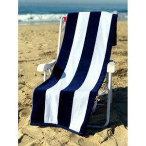 beach pool towel, cabana striped one side terry and one side velour, 32x70 inches