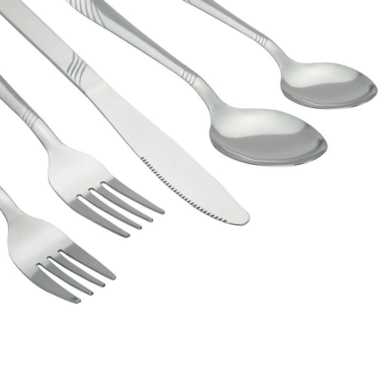 mainstays swirl 49 piece stainless steel flatware and organizer tray set, silver