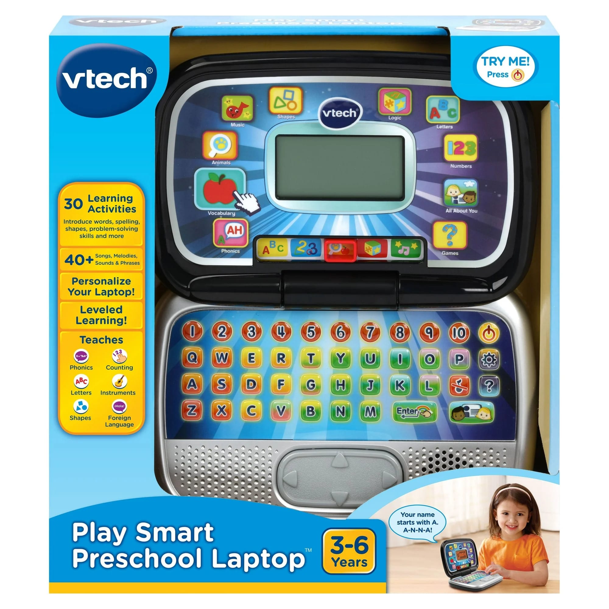 vtech play smart preschool laptop for toddlers with spanish activities