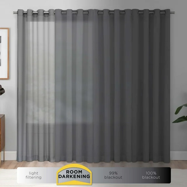(2 pack) eclipse draft stopper room darkening fleece lined rod pocket, single curtain panel, silver, 42" w x 63" l