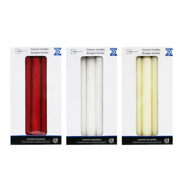 mainstays 8" unscented ivory column candles