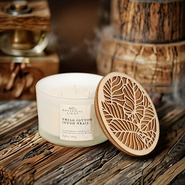botanical light 16.4oz fresh cotton soy wax blended scented candle,3 cotton wick, · 16.4oz· 465g· 1 pack