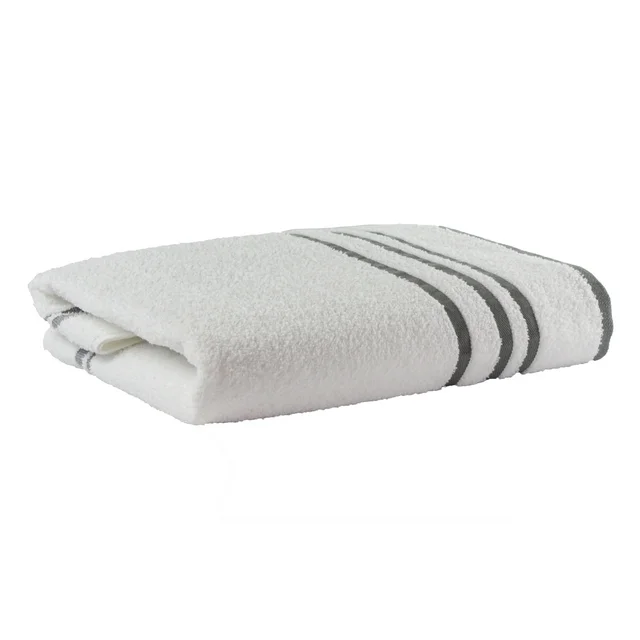 mainstays basic bath collection adult single bath towel, white stripe