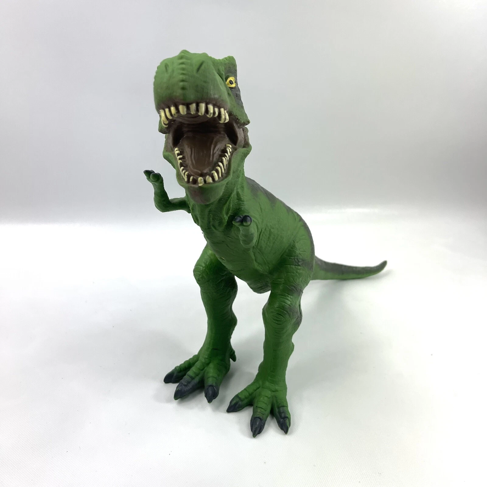 dinosaur tyrannosaurus rex green soft plastic rubber long figure toys r us 13"