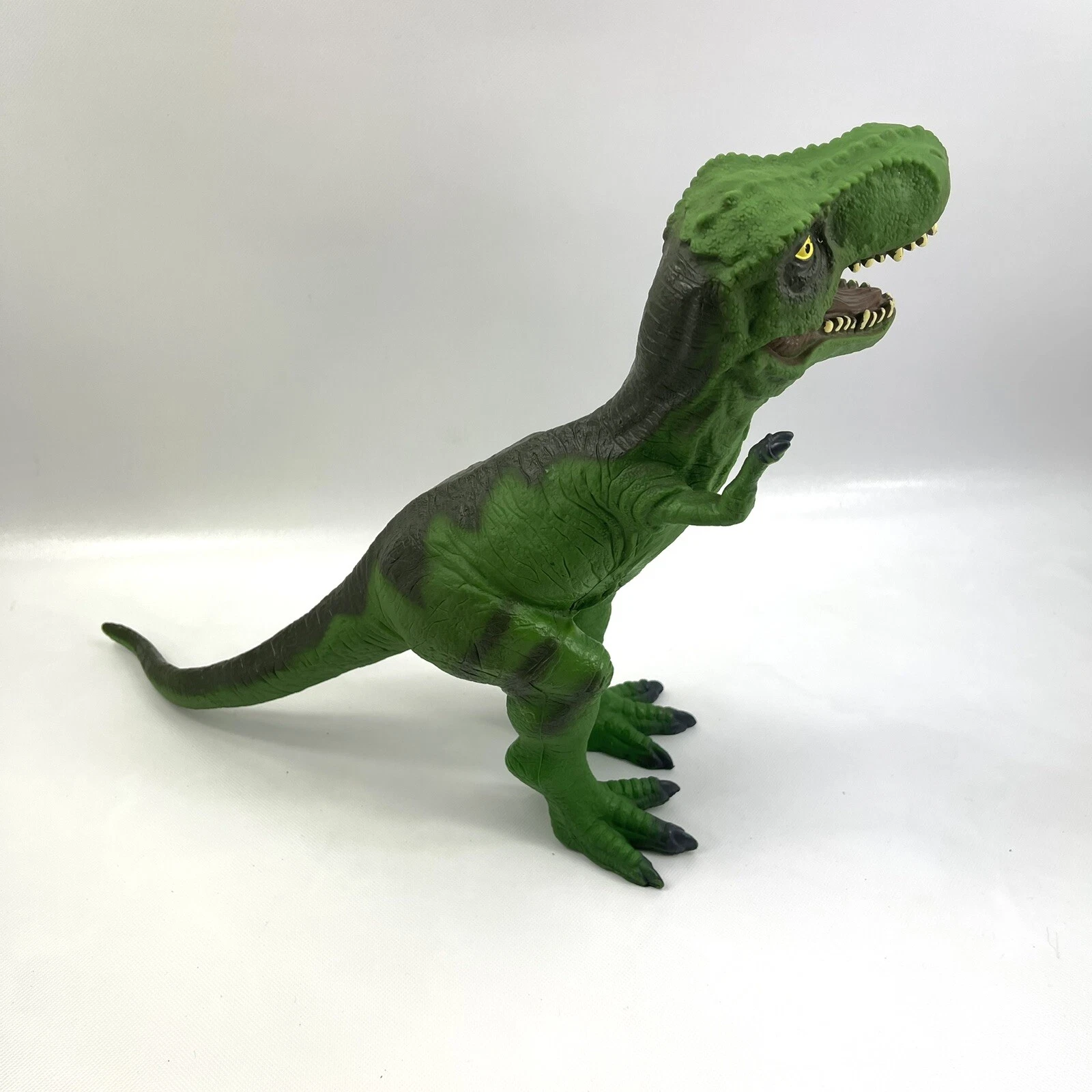 dinosaur tyrannosaurus rex green soft plastic rubber long figure toys r us 13"