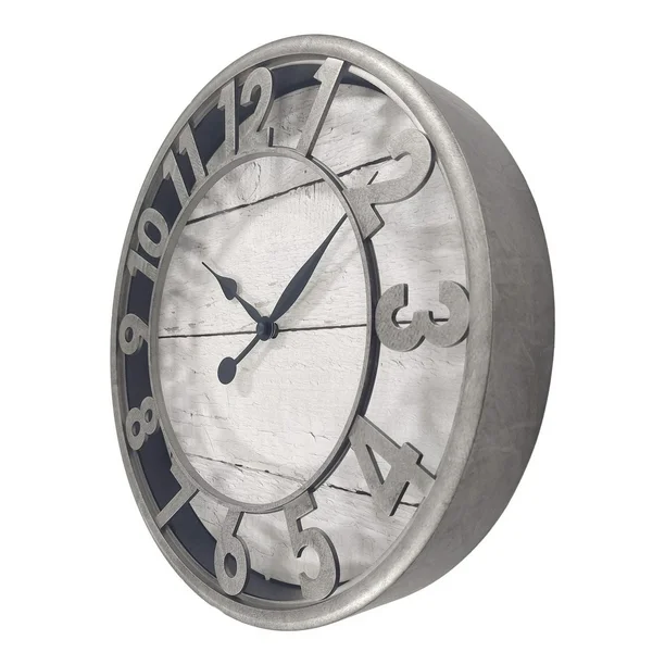 hometrends 11.5in white wood plank clock, 11.5 in. dia./1 x 1.9 in. d/1