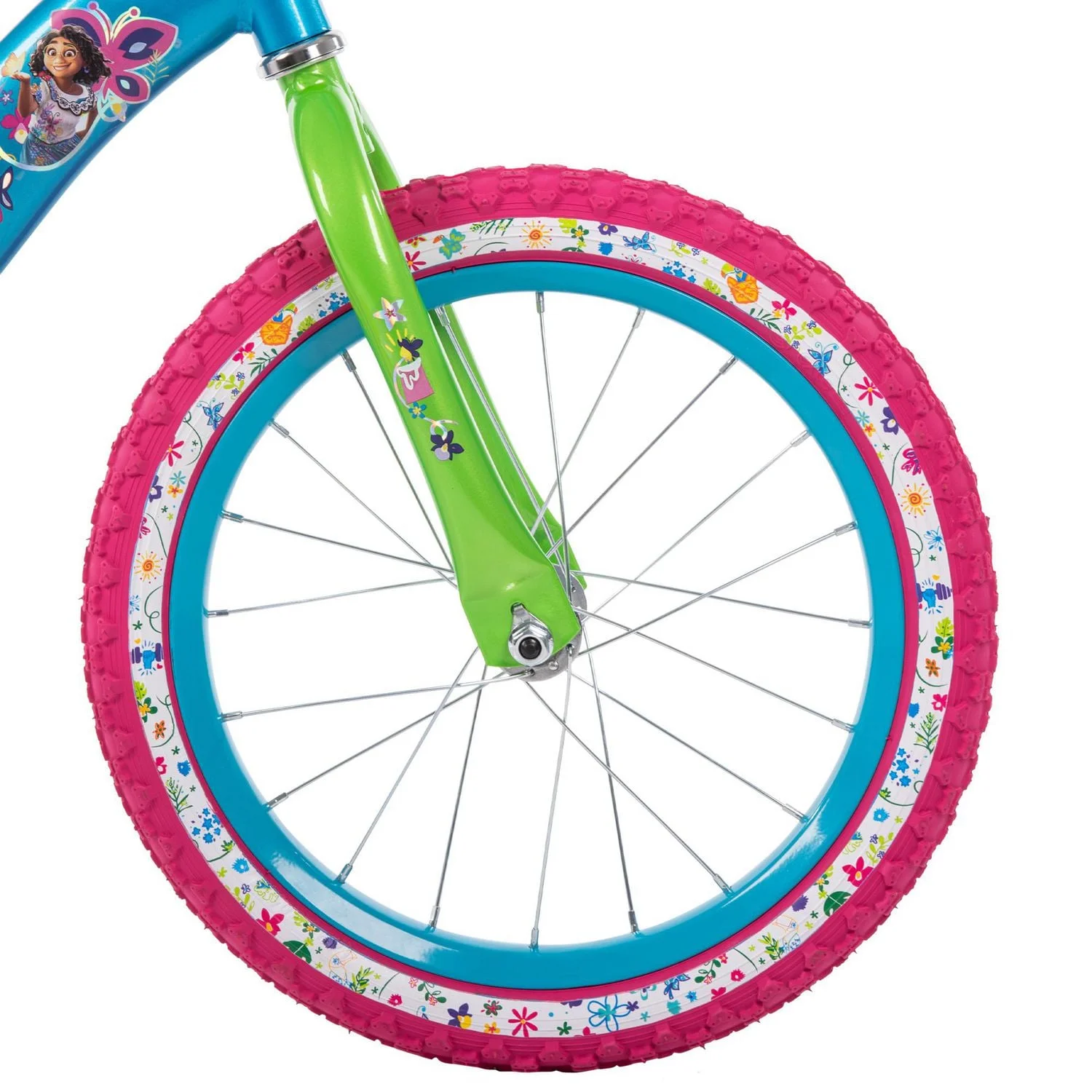 huffy disney encanto 16 inch bike for girls with training wheels, blue/pink/green huffy disney encanto 16 inch bike for girls with training wheels, blue/pink/green