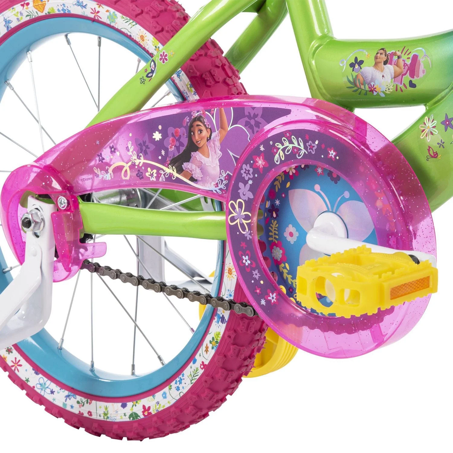 huffy disney encanto 16 inch bike for girls with training wheels, blue/pink/green huffy disney encanto 16 inch bike for girls with training wheels, blue/pink/green