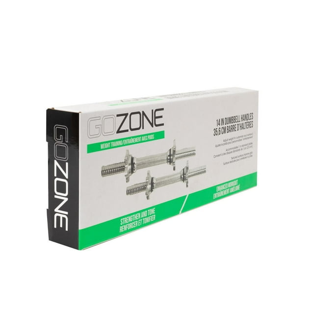 gozone standard 14" dumbbell handles – threaded ends – silver gozone standard 14" dumbbell handles – threaded ends – silver