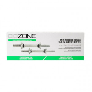 gozone standard 14" dumbbell handles – threaded ends – silver