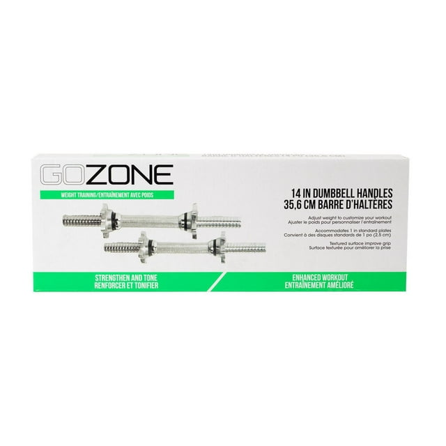 New Arrivals gozone standard 14" dumbbell handles – threaded ends – silver