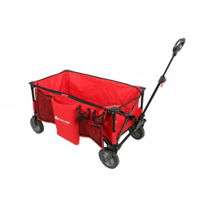 ozark trail camping utility wagon with tailgate & extension handle, red