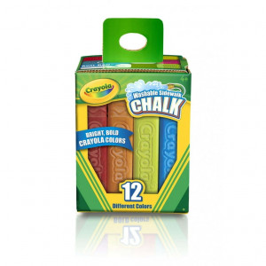 crayola outdoor washable sidewalk chalk, 12 count and colors