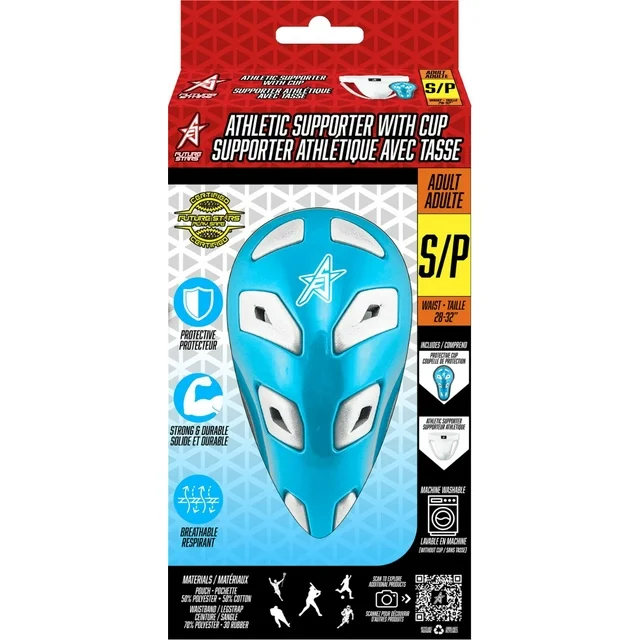 New Arrivals future stars athletic supporter with jock cup and support strap adult small size anti microbial, machine washable, pro style protective gear